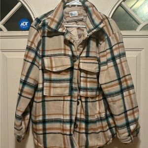 Plaid Women's Jacket in Cream and Brown